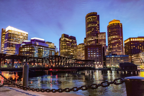 Boston Massachusetts at night